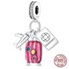 Copper Travel Theme Suitcase Camera Bag Pendant Beads Charms Fit Original Bracelets Women Diy Jewelry Gift