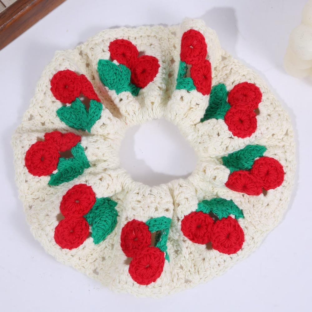 Elastic Crocheted Flower Scrunchies Flores Sweet Hair Tie Exquisite Knitted Hair Rope  Girls