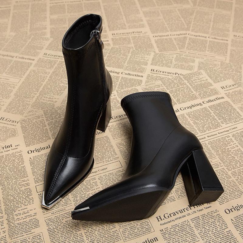 Fashion High Heels Women Ankle Boots Pointed Toe Fashion Designer Shoes Chunky Luxury Dress Winter Boots 2025 New Sexy Pumps Mujer Botas