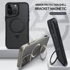 Luxury Soft Rubber Frame Magsafe Phone Case For iPhone 13 15 12 14 16 Pro Max Metal Bracket Carbon Fiber Textured Backplate Cover