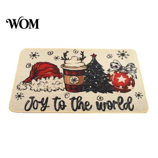 Indoor Winter Entrance Carpet Christmas Door Mat, Festive Rug, 35" x 24" Non-Slip Washable Home Decor Entry Mat Welcome Water Absorbent Rug
