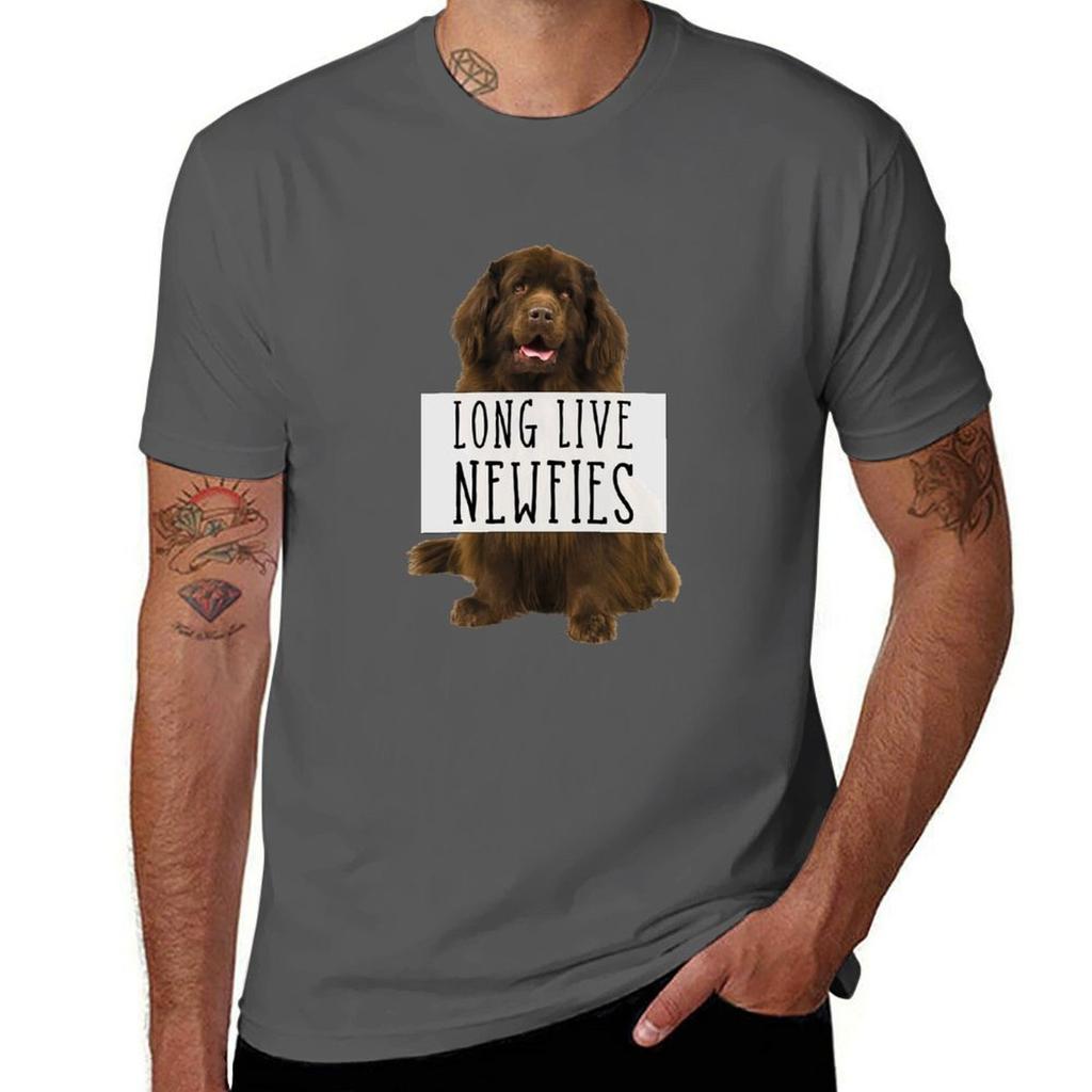 Long Live Newfies With Sign TShirt Trendy Casual Short Sleeve Shirt