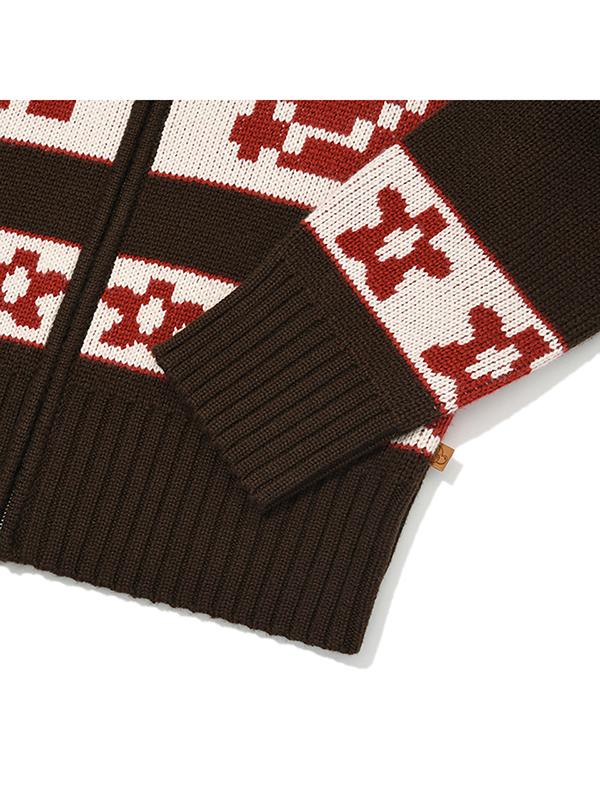 KIRSH Wool Cowichan Knit Zip-Up [Brown]