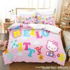 Милый набор постельного белья Hello Kitty Цвета Наволочка Японское Аниме Постельное белье 3D Печатное покрывало Пододеяльник Детский Подарок