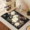 1Pcs Rubber Drying Mat With Floral Butterfly For Coffee Shop Restaurant Kitchen Carpet Tableware Durable Diatom Mud Table Mat Pet Mat Coffeeware
