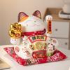 34cm Large Ceramic Maneki Neko Ornament Lucky Cat Statue Waving Arm Beckoning Fortune Cat Store Company Decoration Gift