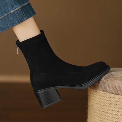 Флок Зима Круглый Носок Современная Платформа Размер 33 Ботинки Размер 43 Женская Мода Красота Леди Эластичные Ботильоны