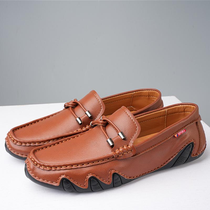 Модная кожаная мужская повседневная обувь, люксовый бренд 2024 года, мужские мокасины, дышащие черные туфли для вождения, туфли больших размеров