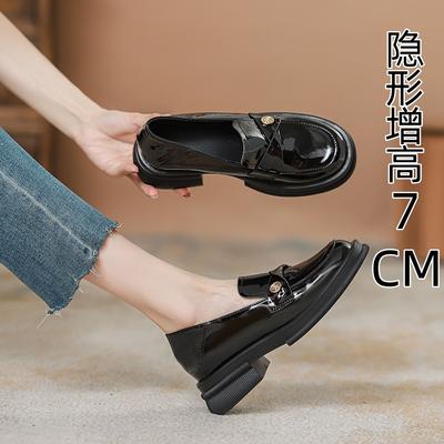 Маленькие золотые монеты женские толстые подошвы увеличивают рост одним нажатием педали, маленькие кожаные туфли и туфли-лодочки