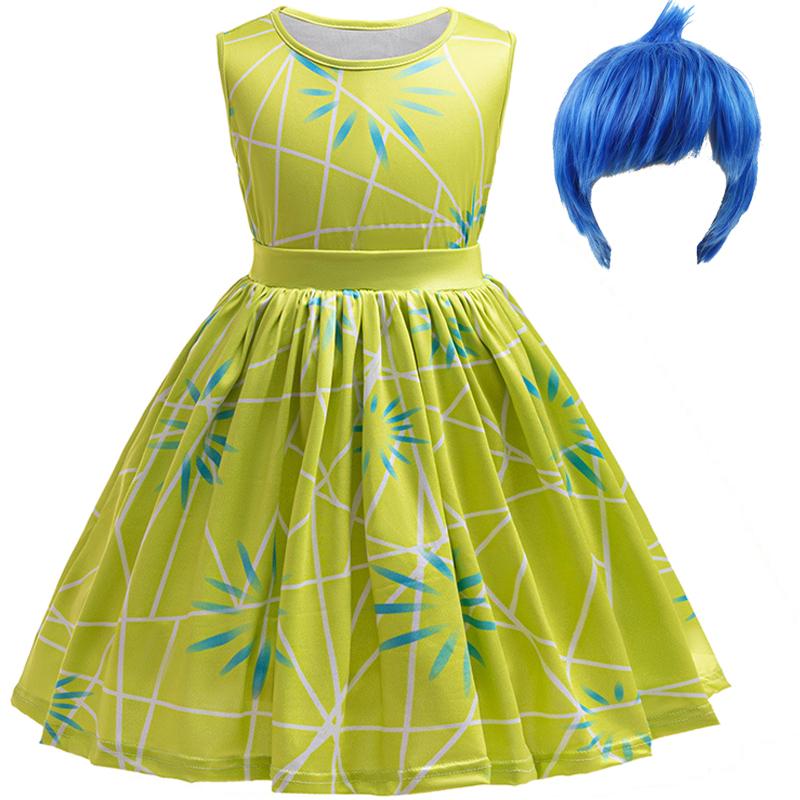 Cute and Fun Outfits for Girls Inside Out A-Line Skirt Belt Scarf and Wig Perfect for Halloween Dress Up