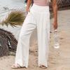 Женские летние однотонные брюки с карманами, свободные прямые брюки, уличная одежда