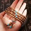 Meditation Wood Tibetan Rosary Beads 108 Turquoise Bracelet Wenge Buddhist