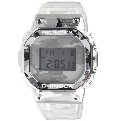 Часы CASIO для G-SHOCK GM-5600SCM-1 Мужские/Детские/Мальчики, Цифровые, Водонепроницаемые, Белый/Серебристый, Камуфляж/Скелет