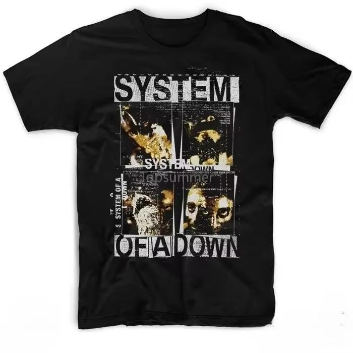 Футболка с коллажем лиц группы System Of A Down (Soad) Забавные графические футболки Мужская и женская Хлопок Повседневная одежда Крутая футболка
