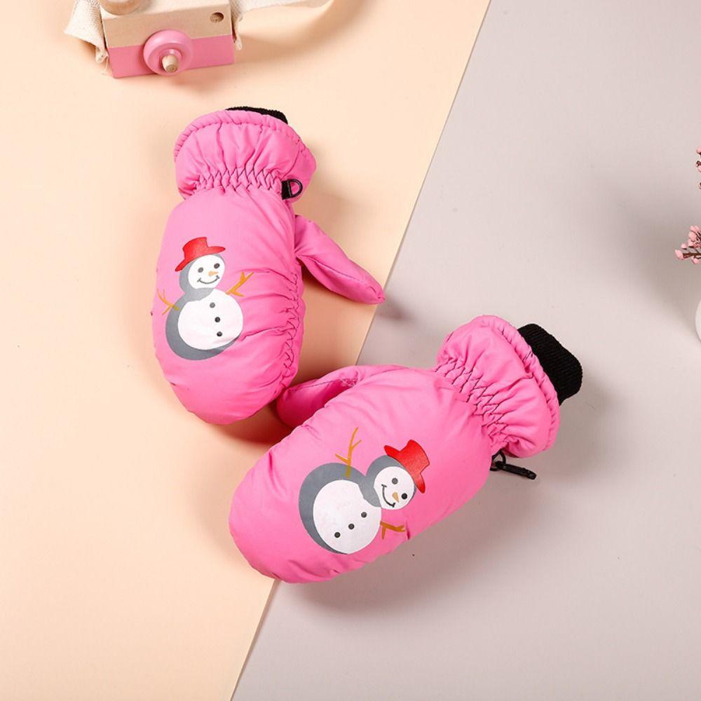Snow Man Winter Kids Ski Mittens Waterproof Winter Cartoon Sports Mittens Children