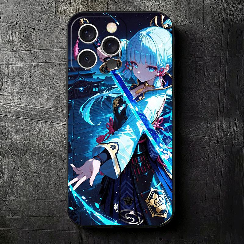 Genshin Impact Камисато Аяка Мягкий чехол для телефона для iPhone 16 16E 17 Air 15 Pro Max 14 Plus 13 Mini 11 12 7 Черная задняя крышка