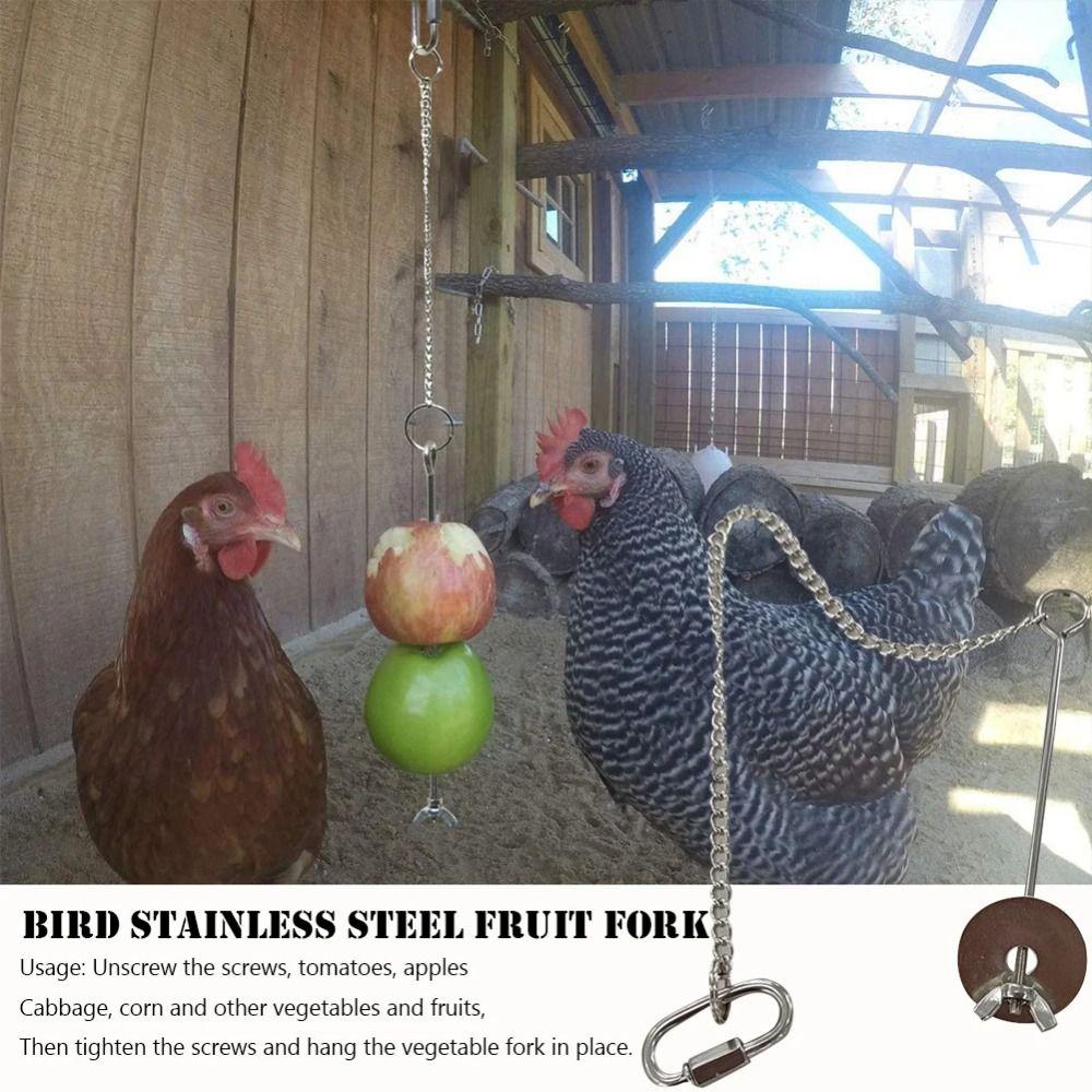 Rust-proof Chicken Veggies Skewer Adjustable Length Bird Feeder for Cage Birds