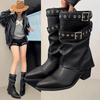 Black Pointed Hottie Sweet Cool Martin Boots Women's Spring and Autumn New Thick Heel Heightened Retro Thin Trouser Tube Boots
