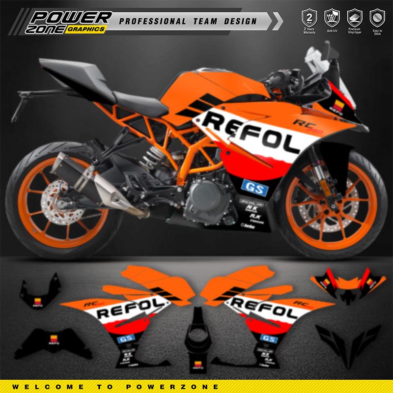 Графика наклеек PowerZone Custom для KTM RC 250 RC 390 2017-2020  SUPERMOTO Наклейки на фон мотоцикла Комплект