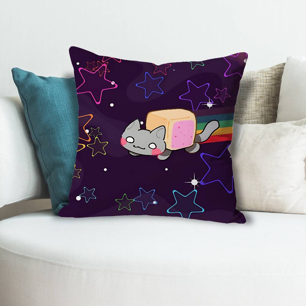 Cute NNyan Cat Anime Celebrity Merchandise AllMatch Printed Pillow Case Sofa Car Office Room Decoration Protector