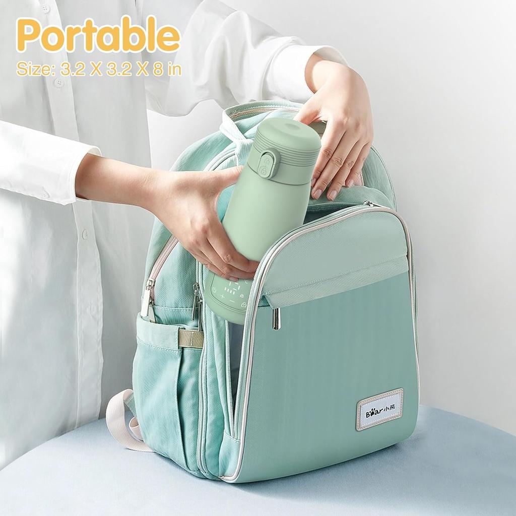 Портативный подогреватель молока для ребенка, перезаряжаемый USB-подогреватель бутылочек для воды, грудного молока, детской смеси на ходу, быстрый подогрев и точный контроль температуры