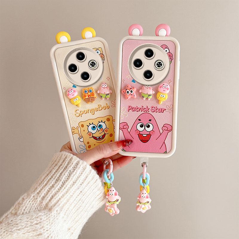 KEYSION Cute Ear 3D Cartoon Case for TECNO Spark 30C with Bracelet Soft Silicone Shockproof Phone Cover for TECNO Spark 30C