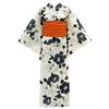 Kyoto Kimono Yuzen Yukata and Obi Set In with Monochrome Camellia and Floral Retro Style (2 Pieces) Off-White Prints,