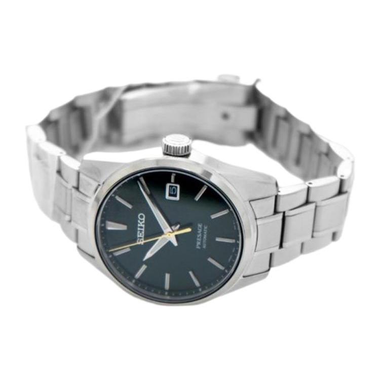 Seiko Мужские часы Presage с механическим механизмом и стальным ремешком, зеленый циферблат SPB169J1