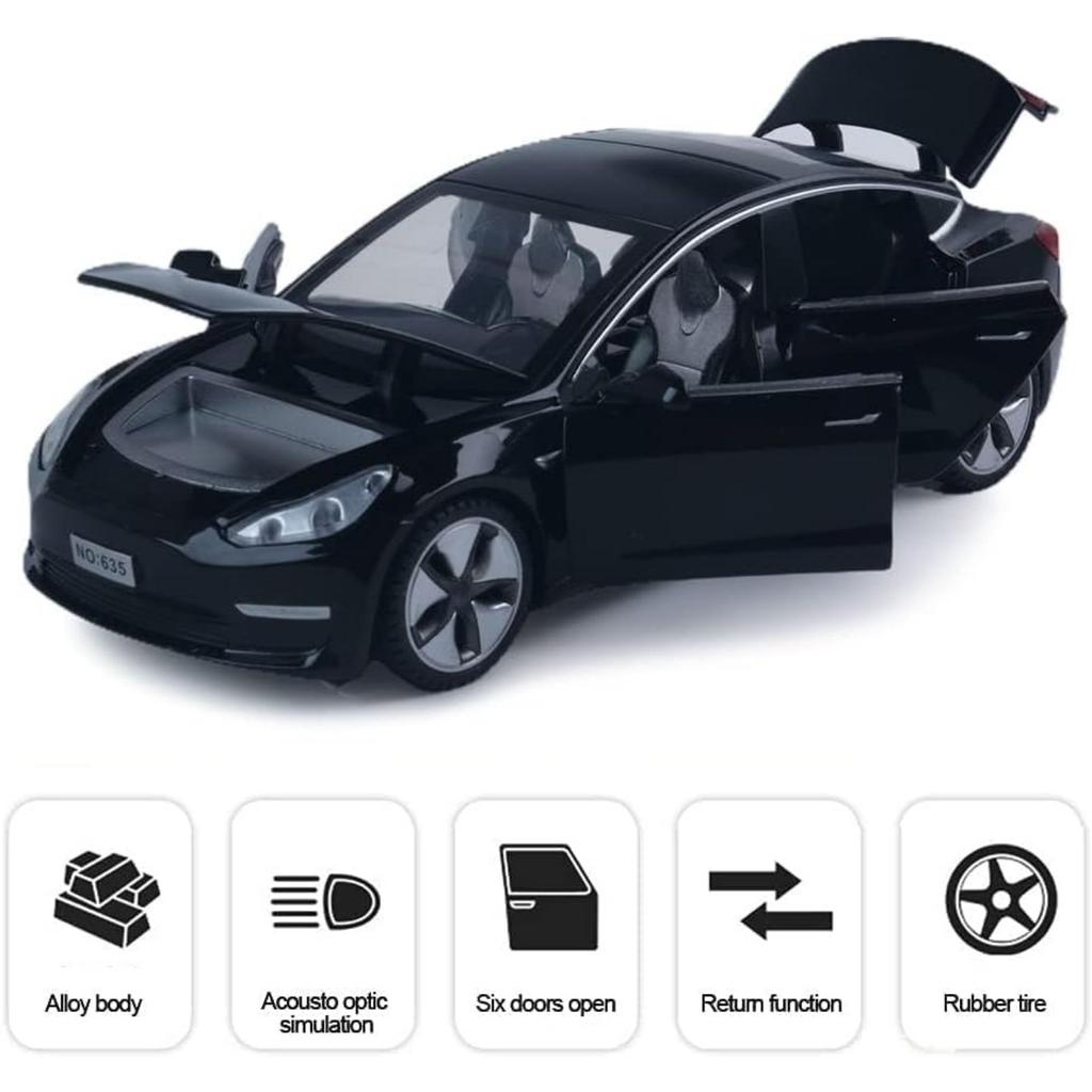 1/32 масштаб Tesla Model 3 литая модель автомобиля игрушечные машинки, инерционная машинка из литого сплава со светом и музыкой, мини-машинки игрушки для детей подарок