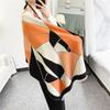 Autumn and Winter Thickened Geometric Color Matching Dual-purpose Shawl Student Scarf Imitation Cashmere Women's Dual-purpose Thermal Scarf