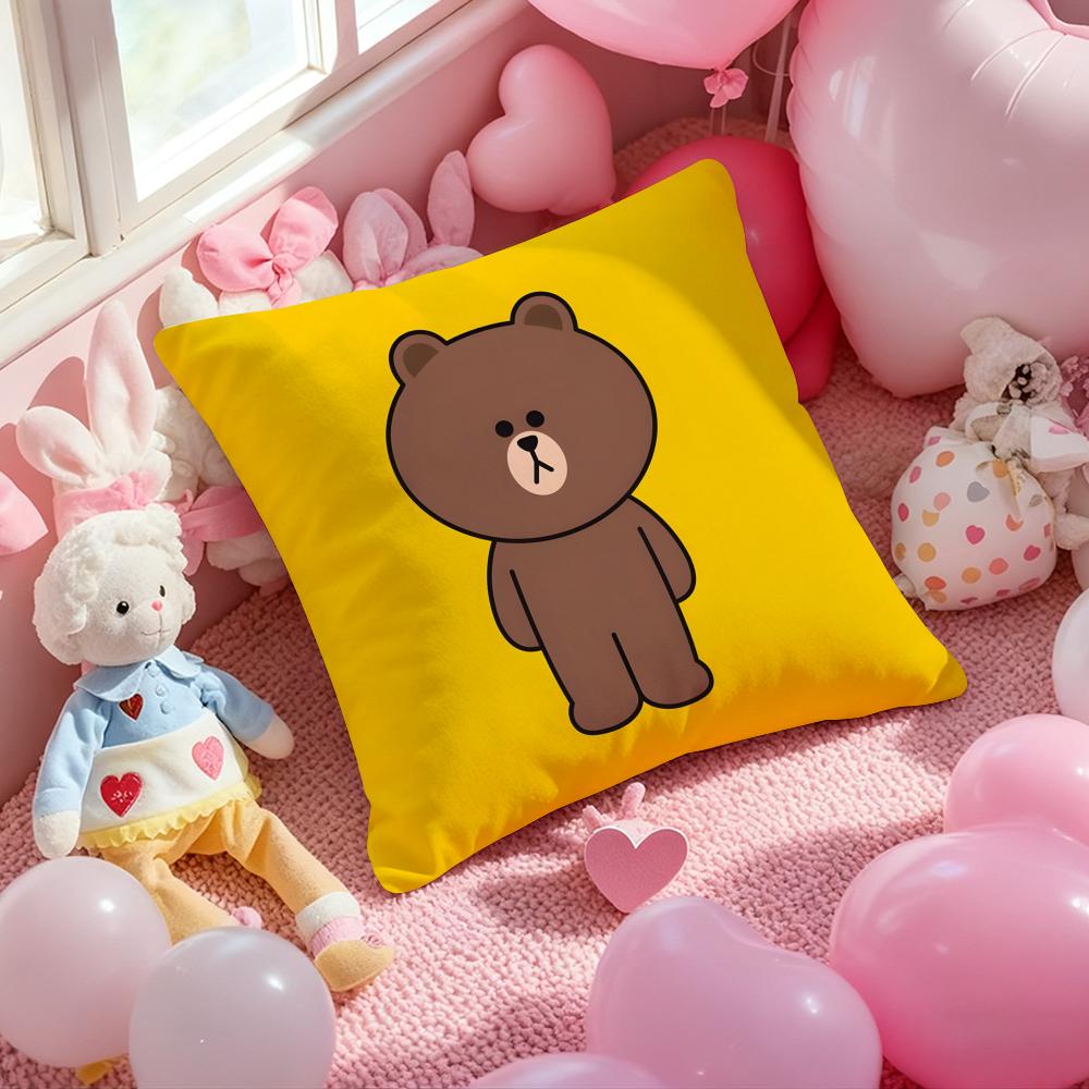 LINE FRIENDS коричневый медведь и конни Чехол для подушки с принтом Наволочка для гостиной дивана Чехол для подушки и декор спальни