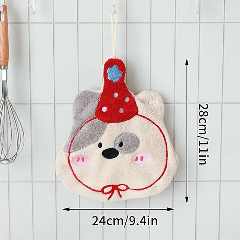 Cute Cartoon Hand Towel Hanging Towels Double-thickness Hand Towels for Bathroom Kitchen Interesting Children's Towels