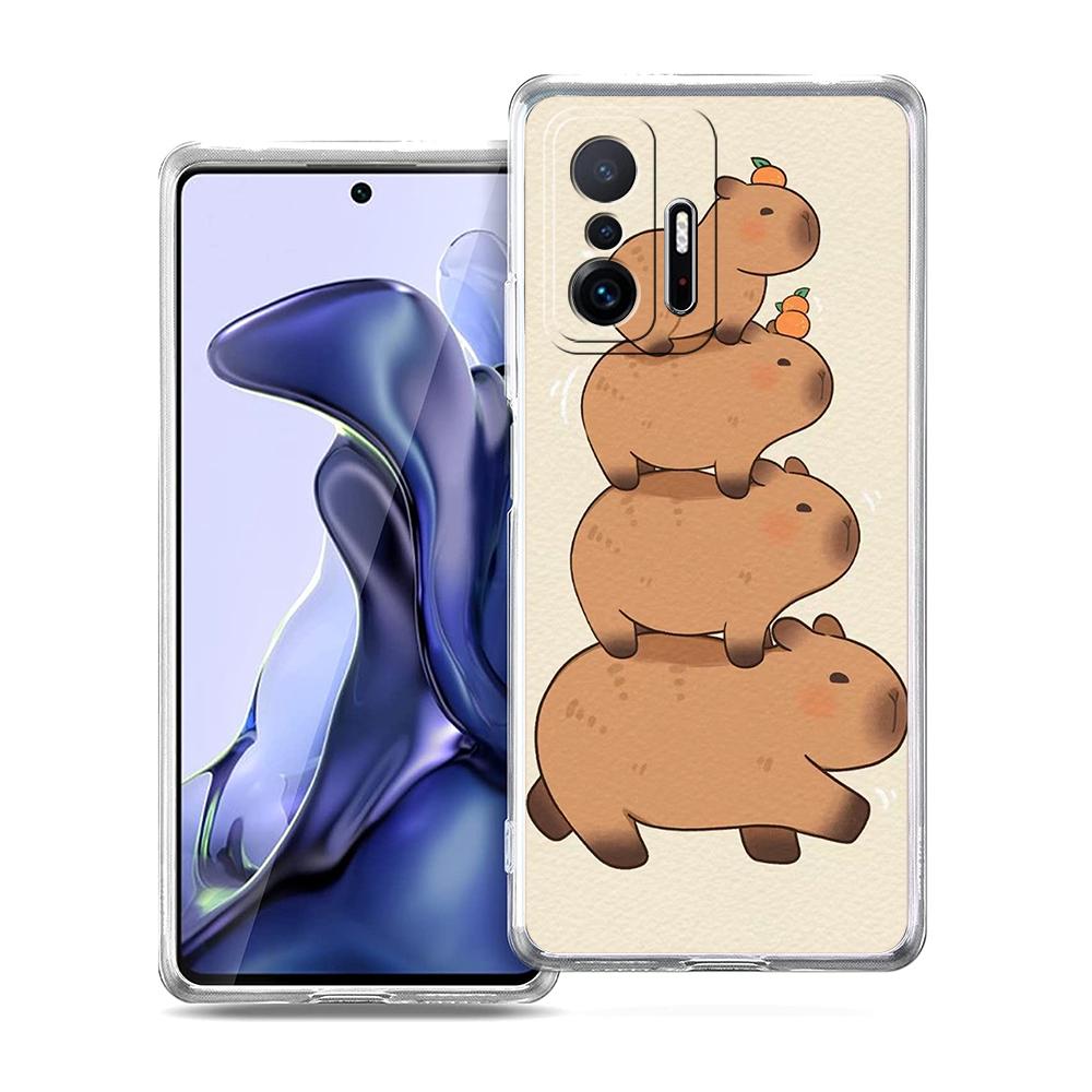 Мультяшный чехол для телефона с капибарой для Xiaomi Mi Poco F3 X3 X4 GT NFC M3 M4 11 Ultra 12 11X 11i Pro Lite 5G Мягкий прозрачный чехол
