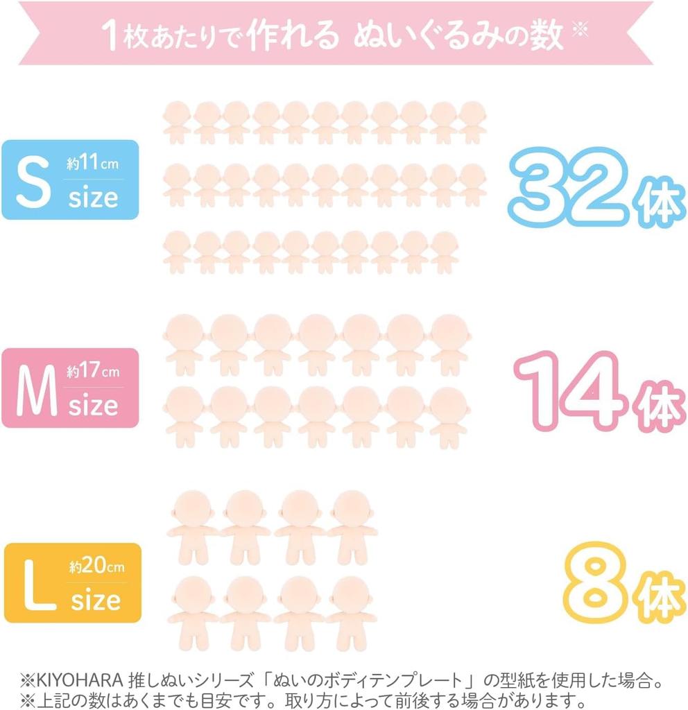 Kiyohara Oshi Nui Plushie 145cm wide x 1m SM Sakura Fabric, cut, size, Milk, NUIF02-1