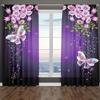 Set Of 2 Dancing Butterflies Beautiful Flowers Curtain Suitable Living Room Bedroom Decor Home With Rod Pocket Polyester Ideal For Sitting