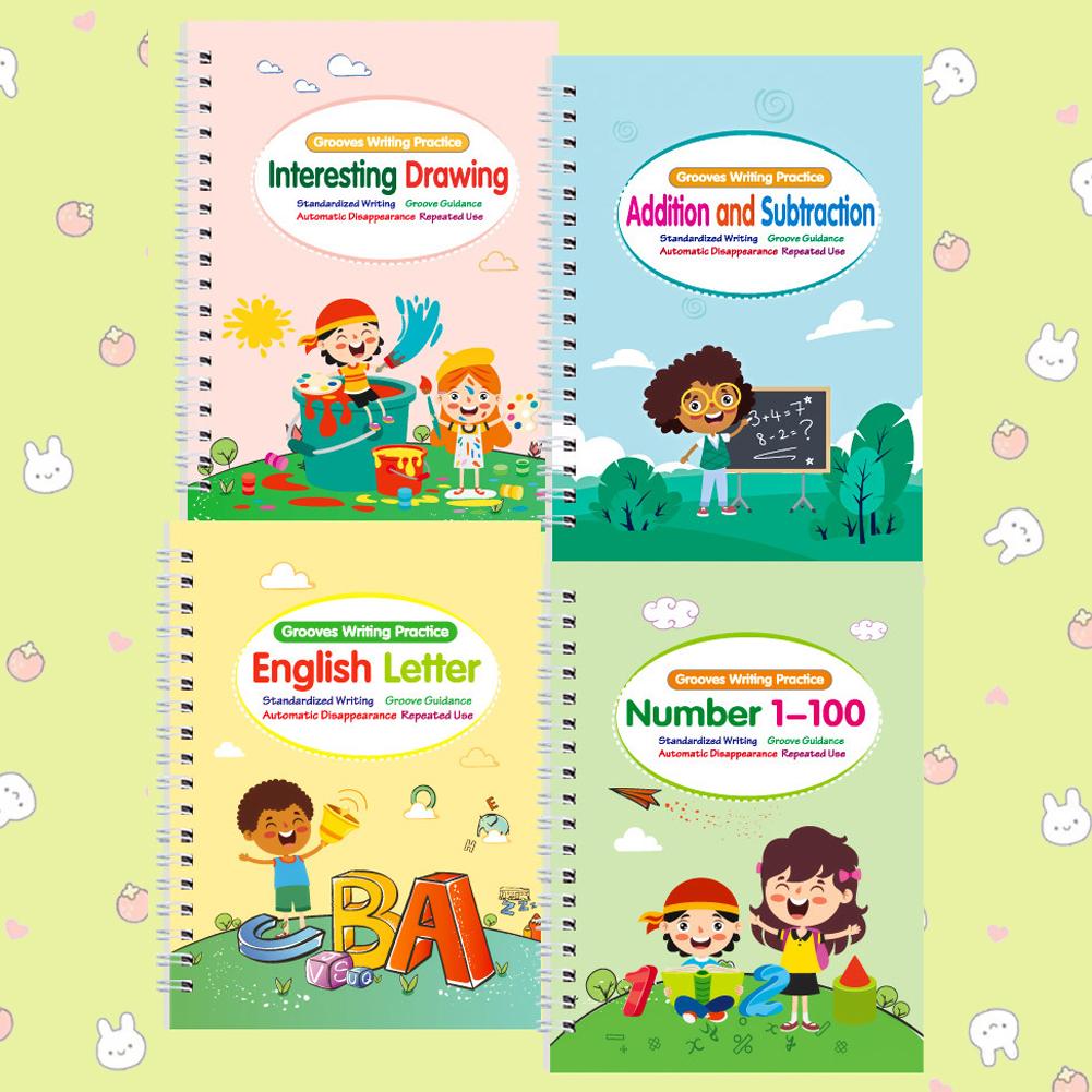 Волшебная тетрадь для письма по-английски с желобками для тренировки, детский блокнот для изучения английских букв, каллиграфии, книга для письма