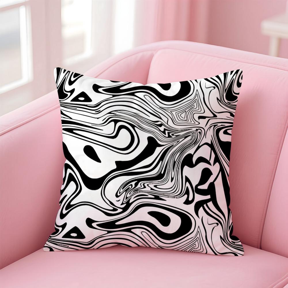 BBlack and White Patterns Cushion Cover Pillow Case Soft Friendly Fabric Concealed Zipper