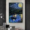 Мультяшный Ван Гог Подсолнух Цветок Звездная Ночь Арт Картины Постер Печать Масляная Живопись Холст Живопись Для Современного Домашнего Декора
