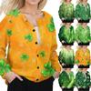 Women's Stylish St. Patrick Print Long Sleeve Fleece Cardigan Button Jacket