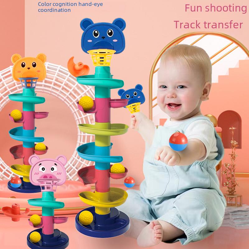 Rainbow Educational Stacking Tower: Children's Rolling Ball Toy