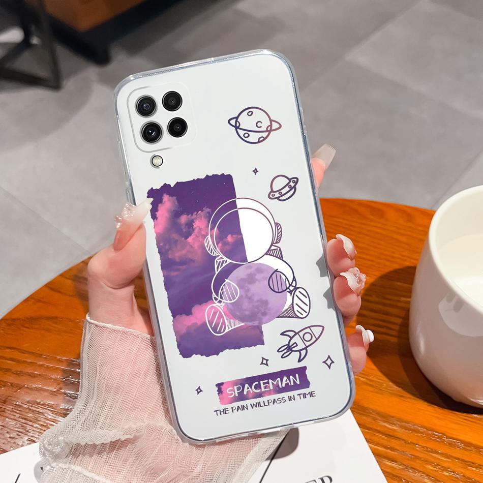 Чехол для Samsung A22 Милый Динозавр Мягкий Тонкий Силиконовый Прозрачный Ударопрочный Маска для Телефона Для Galaxy A 22 4G 5G Задняя Крышка Funda