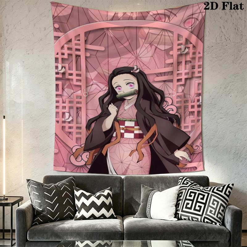 Nezuko Kamado Wall Tapestry Aesthetic Wall Hanging Printed Fabric Blanket Decorative Tapestries for Bedroom Living Room Home Decor