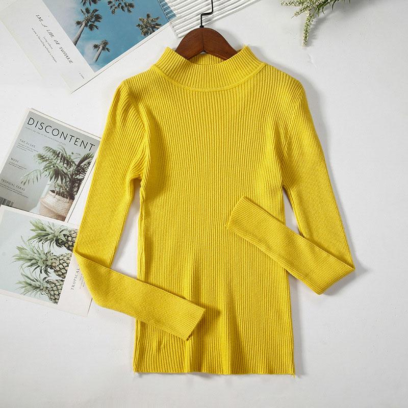 Long Sleeve Half High Neck Sweater Women's Pullover Solid Color Slim Knit Bottoming Shirt Elegant and Comfortable Women's Clothes