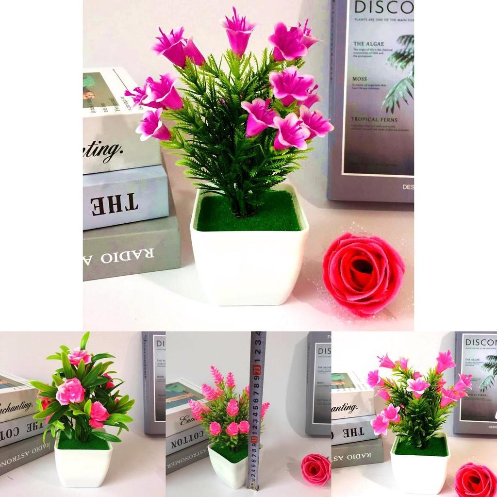 Realistic Faux Lily And Rose Mini Potted Plants With Colorful Blooms For Indoor Use