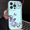 Ударопрочный чехол для телефона TPU с принтом фиолетовой бабочки для iPhone 16 Pro 15 Pro Max 14 Plus 13 12 11 XR XS 8 7 с мягкой защитой линз, матовая задняя крышка