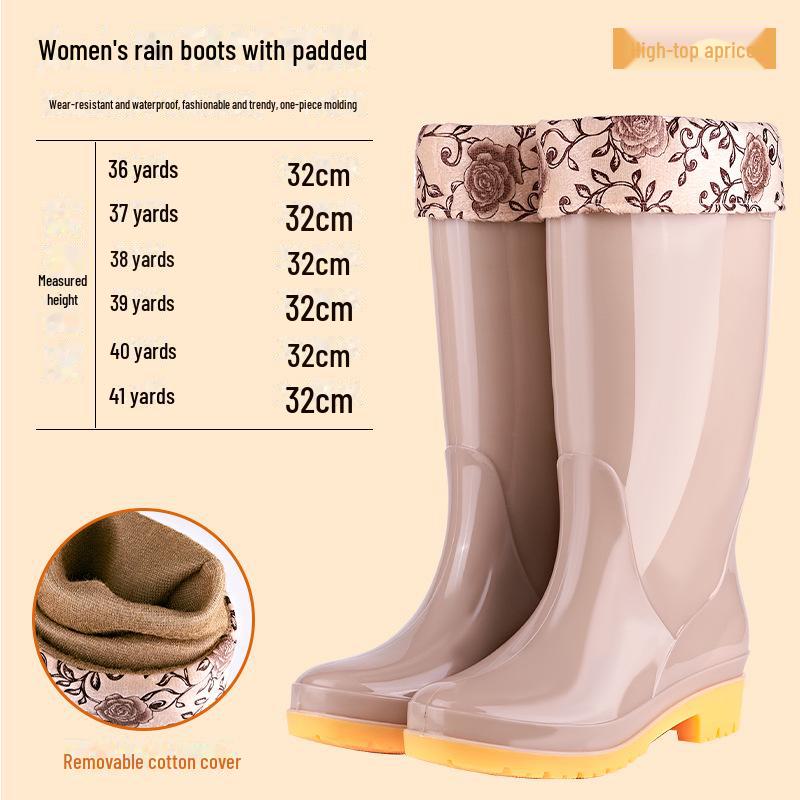 Женские нескользящие высокие теплые резиновые сапоги - Бесплатная доставка