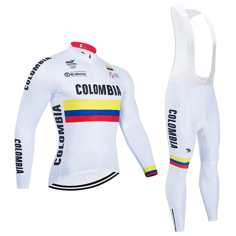 2025 COLOMBIA Autumn Men Long Sleeve Cycling Jersey Set Bib Pants Ropa Ciclismo MTB Bicycle Cycling Clothing Outdoor Sportswear
