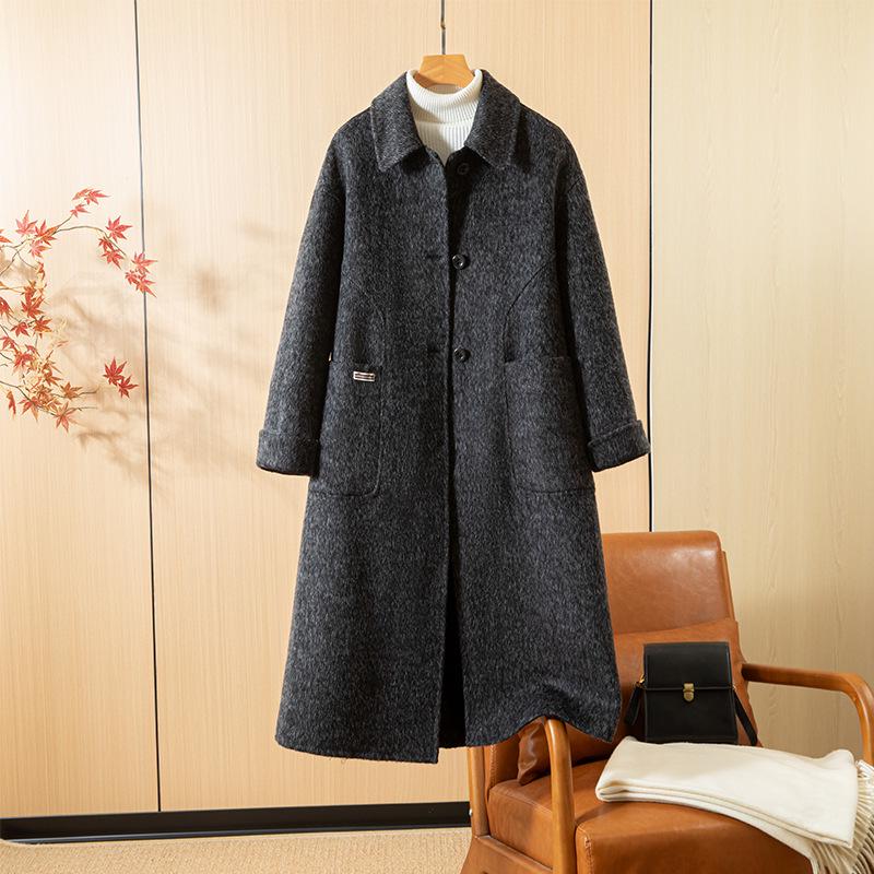 Women's Double-Sided Cashmere Over-the-Knee Coat - 2025 Autumn/Winter Lapel Style