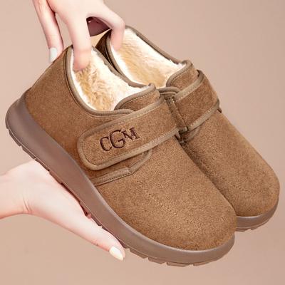 Хлопковая обувь женская на липучке теплая женская обувь модные универсальные хлопковые ботинки с набивным утолщением зимние ботинки мягкая подошва удобные короткие ботинки