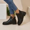 2025 British Style Women Chelsea Boots Square Heel Platform Comfortable Anti-slip Zip Ankle Boots Soft Leather Casual Boots